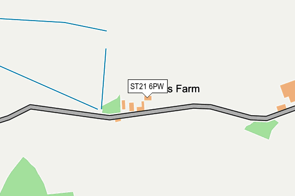 ST21 6PW map - OS OpenMap – Local (Ordnance Survey)