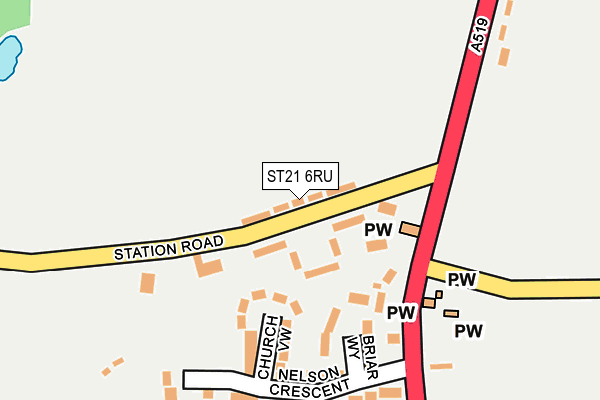 ST21 6RU map - OS OpenMap – Local (Ordnance Survey)