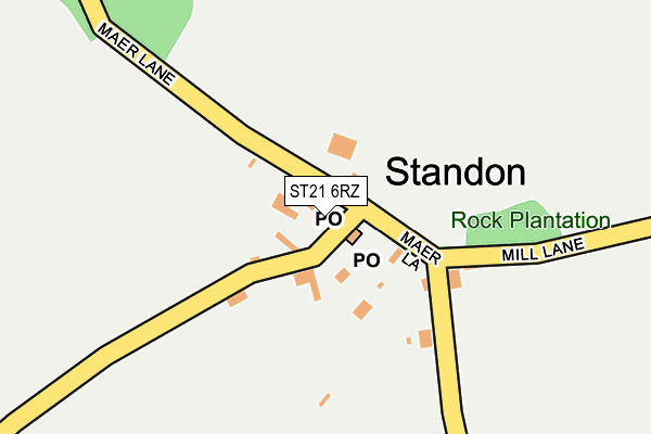 ST21 6RZ map - OS OpenMap – Local (Ordnance Survey)