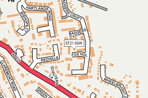 ST21 6SW map - OS OpenMap – Local (Ordnance Survey)
