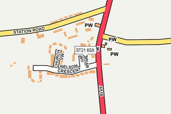 ST21 6SX map - OS OpenMap – Local (Ordnance Survey)