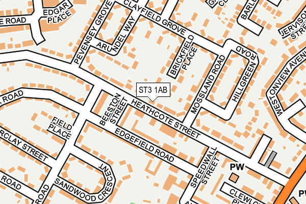 ST3 1AB map - OS OpenMap – Local (Ordnance Survey)