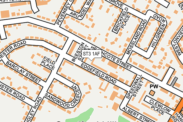 ST3 1AF map - OS OpenMap – Local (Ordnance Survey)