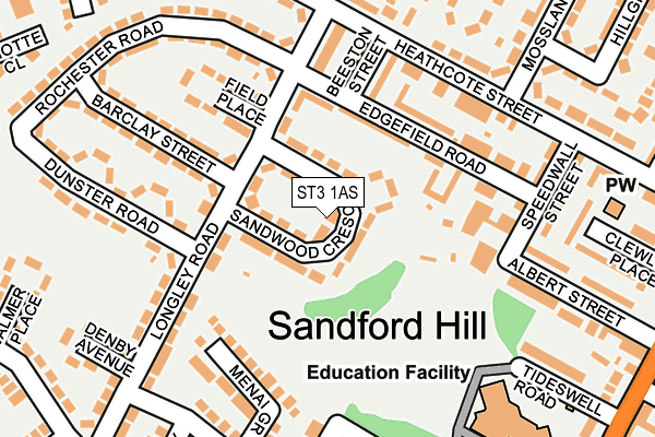 ST3 1AS map - OS OpenMap – Local (Ordnance Survey)