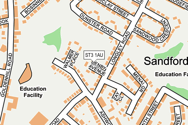 ST3 1AU map - OS OpenMap – Local (Ordnance Survey)