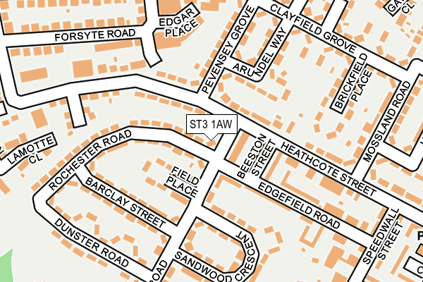 ST3 1AW map - OS OpenMap – Local (Ordnance Survey)