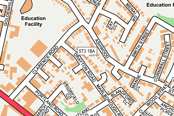 ST3 1BA map - OS OpenMap – Local (Ordnance Survey)