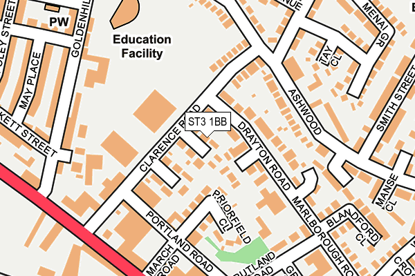 ST3 1BB map - OS OpenMap – Local (Ordnance Survey)