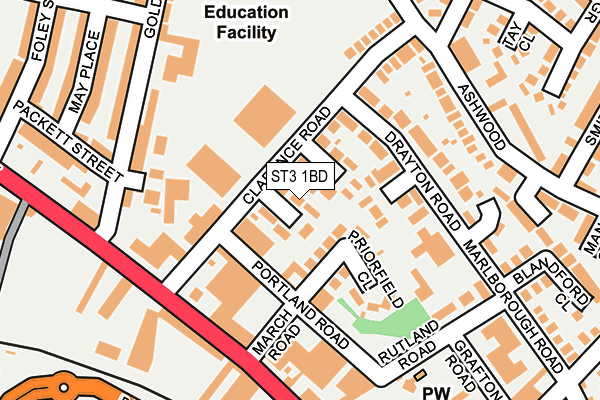 ST3 1BD map - OS OpenMap – Local (Ordnance Survey)