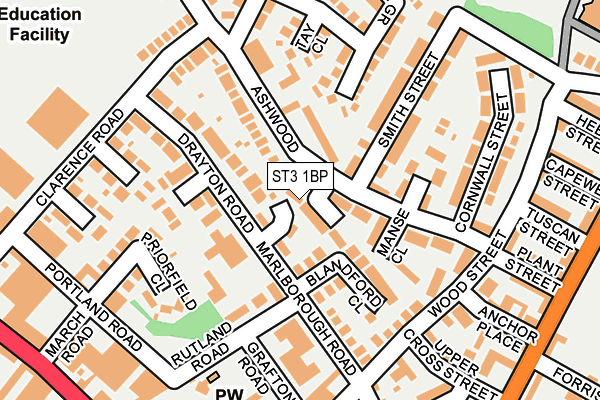 ST3 1BP map - OS OpenMap – Local (Ordnance Survey)