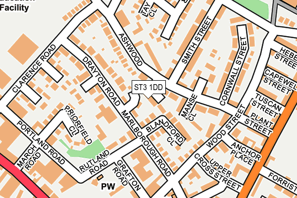 ST3 1DD map - OS OpenMap – Local (Ordnance Survey)