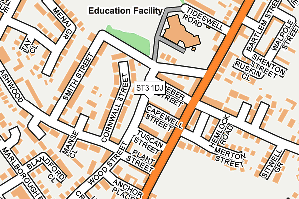 ST3 1DJ map - OS OpenMap – Local (Ordnance Survey)