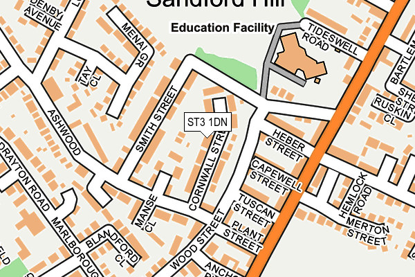 ST3 1DN map - OS OpenMap – Local (Ordnance Survey)