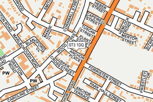 ST3 1DQ map - OS OpenMap – Local (Ordnance Survey)