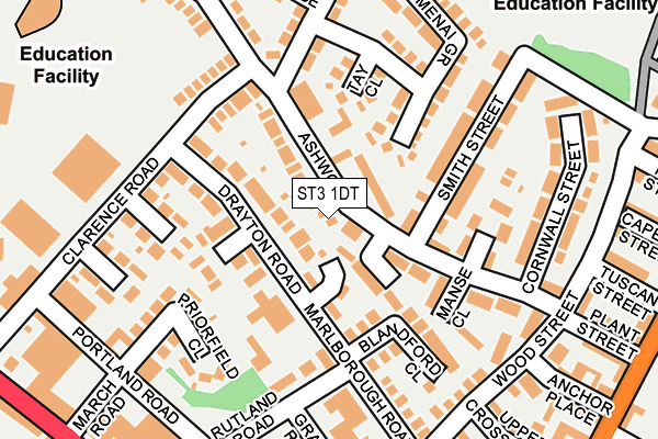 ST3 1DT map - OS OpenMap – Local (Ordnance Survey)