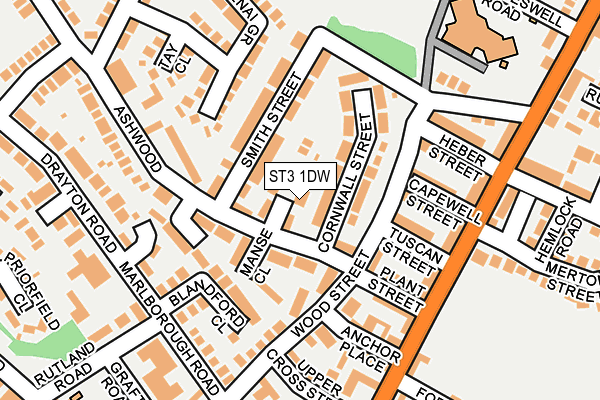 ST3 1DW map - OS OpenMap – Local (Ordnance Survey)