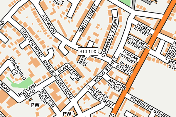 ST3 1DX map - OS OpenMap – Local (Ordnance Survey)