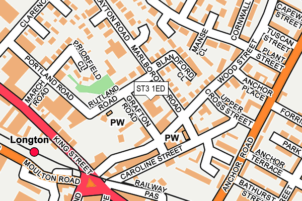 ST3 1ED map - OS OpenMap – Local (Ordnance Survey)