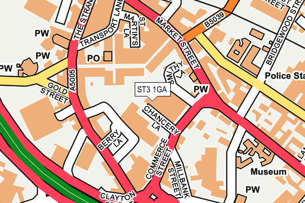 ST3 1GA map - OS OpenMap – Local (Ordnance Survey)