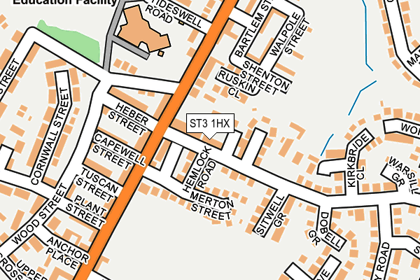 ST3 1HX map - OS OpenMap – Local (Ordnance Survey)