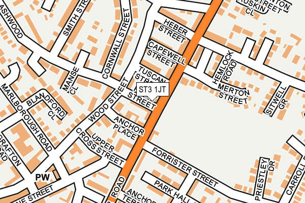 ST3 1JT map - OS OpenMap – Local (Ordnance Survey)