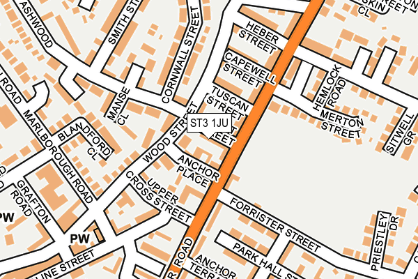 ST3 1JU map - OS OpenMap – Local (Ordnance Survey)