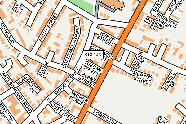 ST3 1JX map - OS OpenMap – Local (Ordnance Survey)