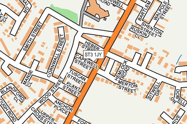 ST3 1JY map - OS OpenMap – Local (Ordnance Survey)