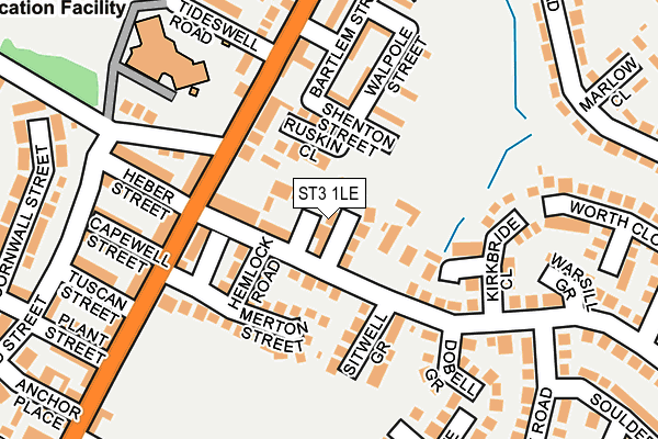 ST3 1LE map - OS OpenMap – Local (Ordnance Survey)