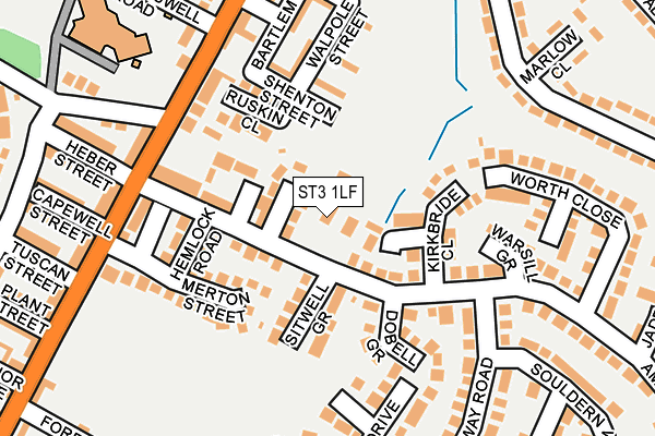 ST3 1LF map - OS OpenMap – Local (Ordnance Survey)