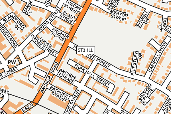 ST3 1LL map - OS OpenMap – Local (Ordnance Survey)