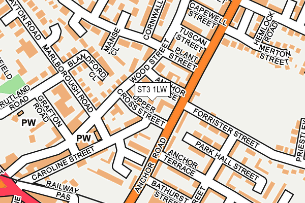 ST3 1LW map - OS OpenMap – Local (Ordnance Survey)