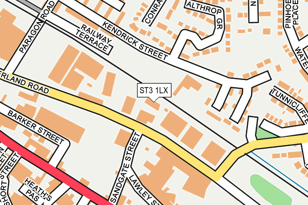 ST3 1LX map - OS OpenMap – Local (Ordnance Survey)