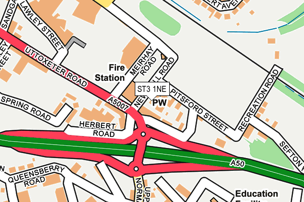 ST3 1NE map - OS OpenMap – Local (Ordnance Survey)