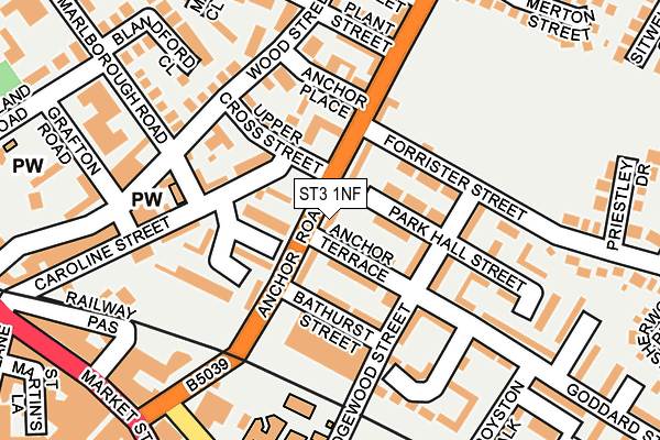 ST3 1NF map - OS OpenMap – Local (Ordnance Survey)
