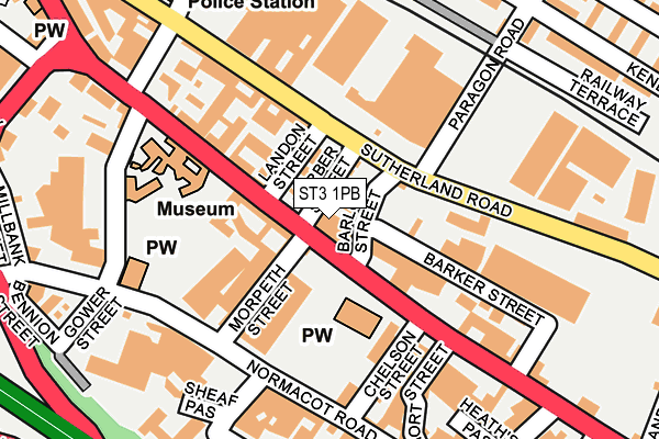 ST3 1PB map - OS OpenMap – Local (Ordnance Survey)