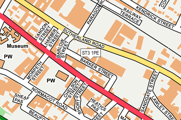 ST3 1PE map - OS OpenMap – Local (Ordnance Survey)
