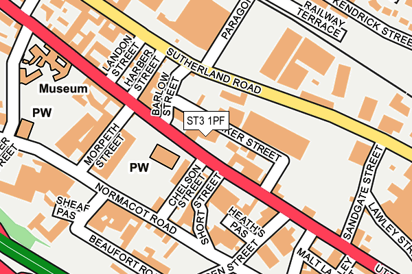 ST3 1PF map - OS OpenMap – Local (Ordnance Survey)