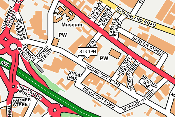 ST3 1PN map - OS OpenMap – Local (Ordnance Survey)