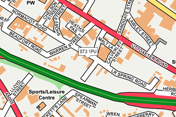 ST3 1PU map - OS OpenMap – Local (Ordnance Survey)