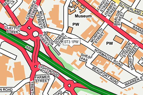 ST3 1PW map - OS OpenMap – Local (Ordnance Survey)