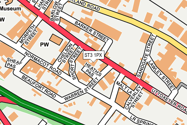 ST3 1PX map - OS OpenMap – Local (Ordnance Survey)