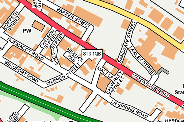 ST3 1QB map - OS OpenMap – Local (Ordnance Survey)