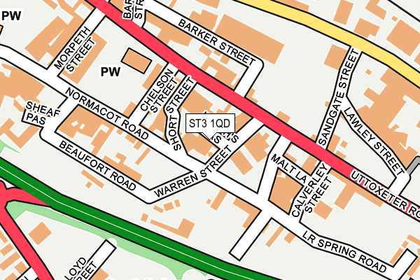 ST3 1QD map - OS OpenMap – Local (Ordnance Survey)