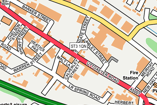 ST3 1QN map - OS OpenMap – Local (Ordnance Survey)