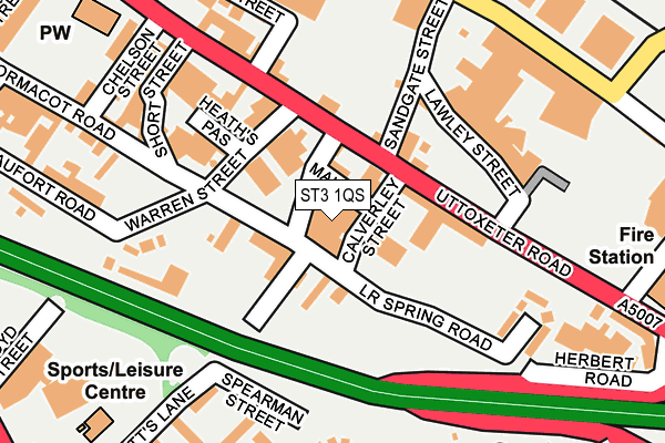 ST3 1QS map - OS OpenMap – Local (Ordnance Survey)