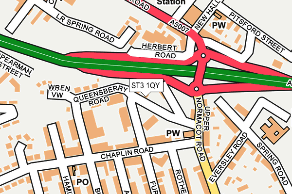 ST3 1QY map - OS OpenMap – Local (Ordnance Survey)