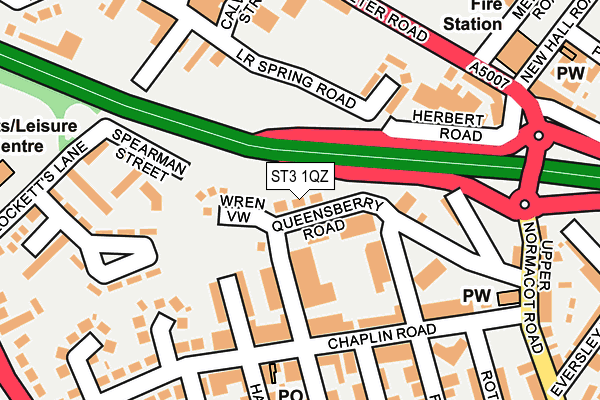 ST3 1QZ map - OS OpenMap – Local (Ordnance Survey)