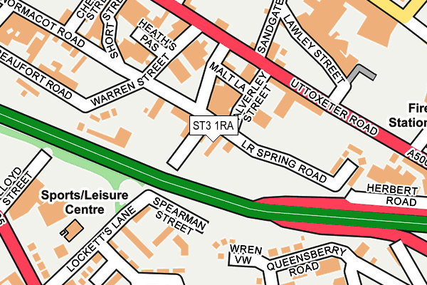 ST3 1RA map - OS OpenMap – Local (Ordnance Survey)