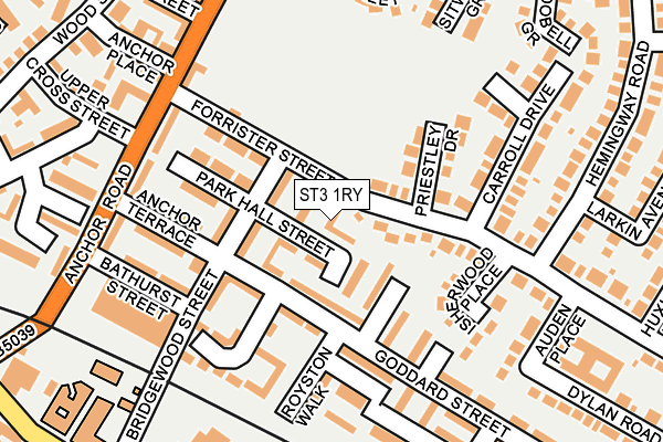 ST3 1RY map - OS OpenMap – Local (Ordnance Survey)